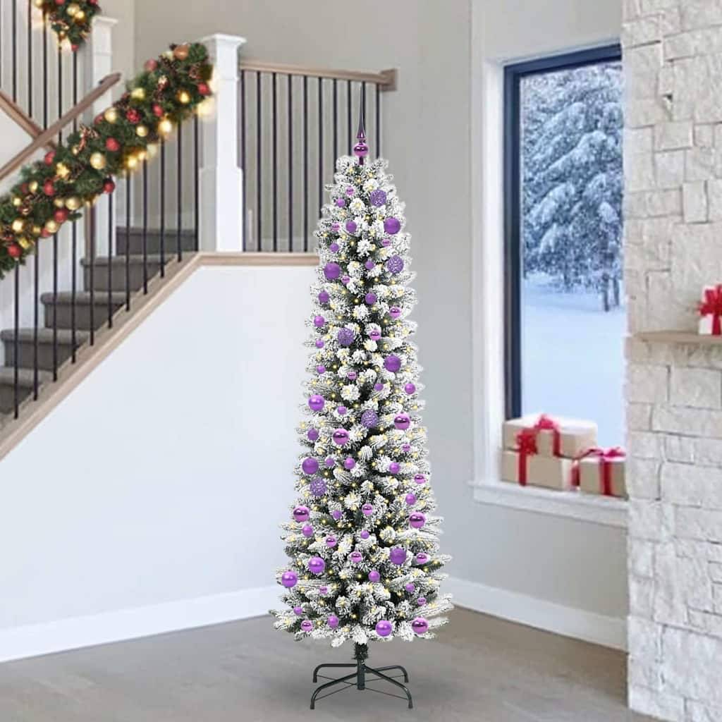 Sapin de Noël | Arbre de Noël artificiel Blanc 240 cm PVC, métal et plastique Maison Chic - Image 2