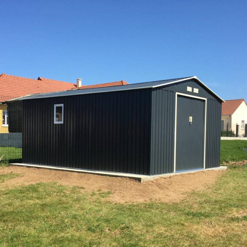X-Metal - Abri de jardin métal 15,16 m² anthracite avec fenêtre et kit d'ancrage X-Metal - Image 1