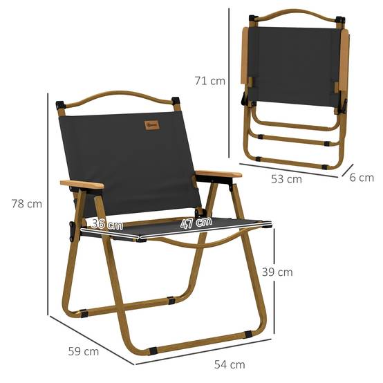 Chaise de camping pliante acier et tissu gris foncé 54 x 59 x 78 cm - PANGIVO - Image 5