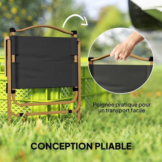 Chaise de camping pliante acier et tissu gris foncé 54 x 59 x 78 cm - PANGIVO - Image 6