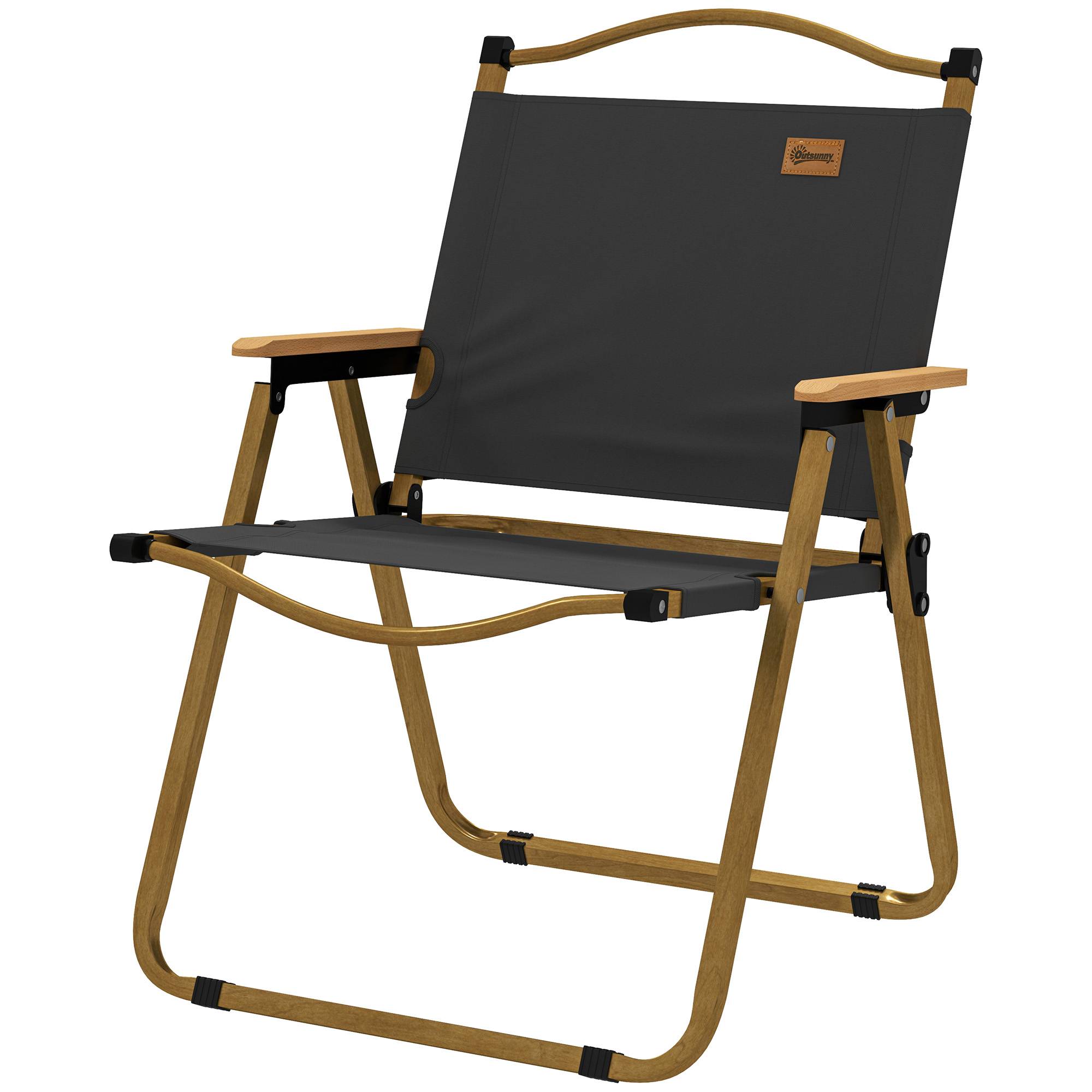 Chaise de camping pliante acier et tissu gris foncé 54 x 59 x 78 cm - PANGIVO - Image 2