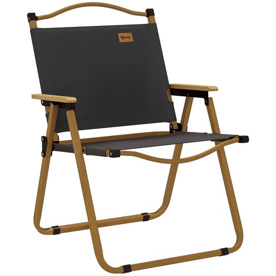 Chaise de camping pliante acier et tissu gris foncé 54 x 59 x 78 cm - PANGIVO - Image 1