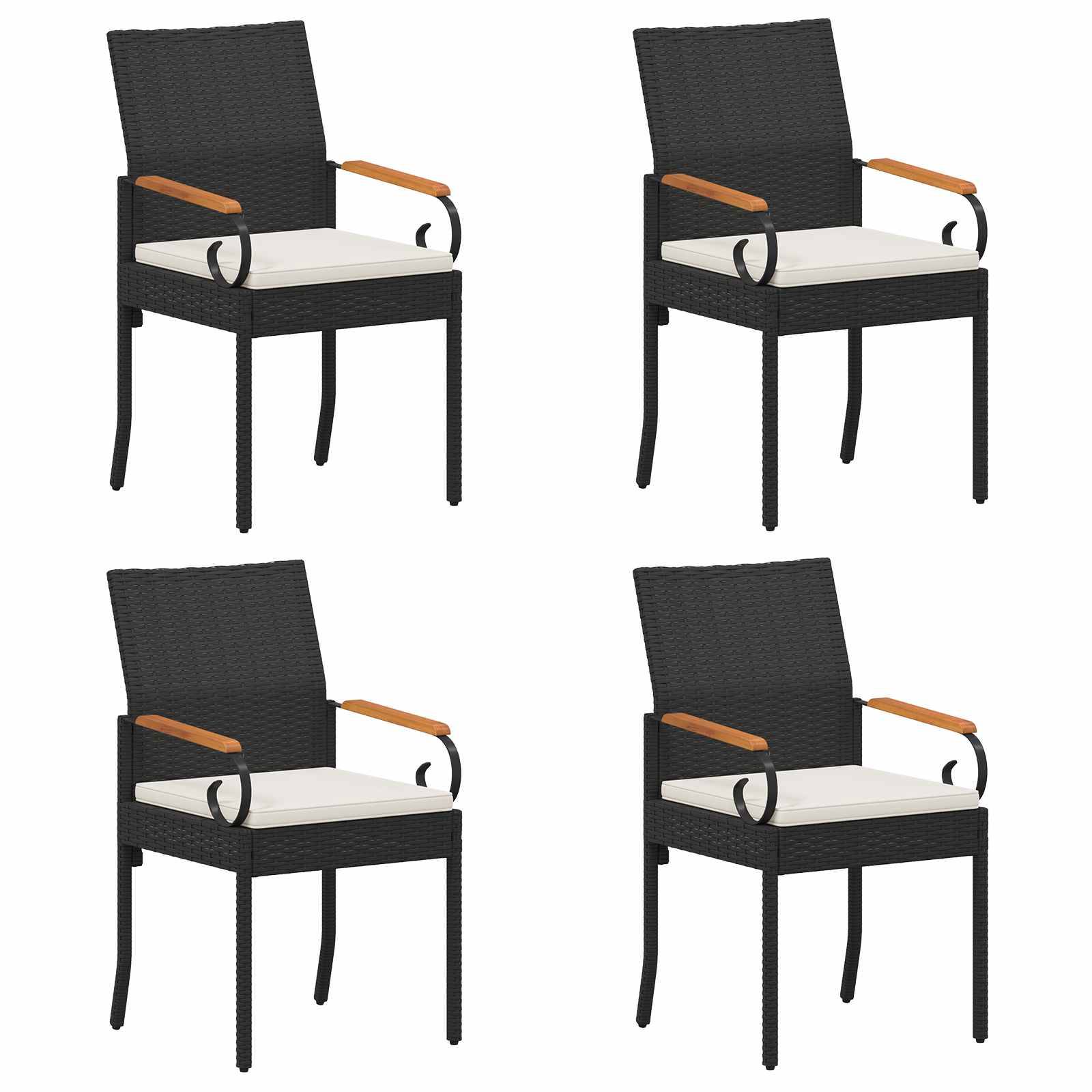 Chaises de jardin résine tressée et acier noir et blanc crème 59.5 x 50 x 88 cm - PANGIVO - Image 2