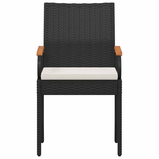 Chaises de jardin résine tressée et acier noir et blanc crème 59.5 x 50 x 88 cm - PANGIVO - Image 6