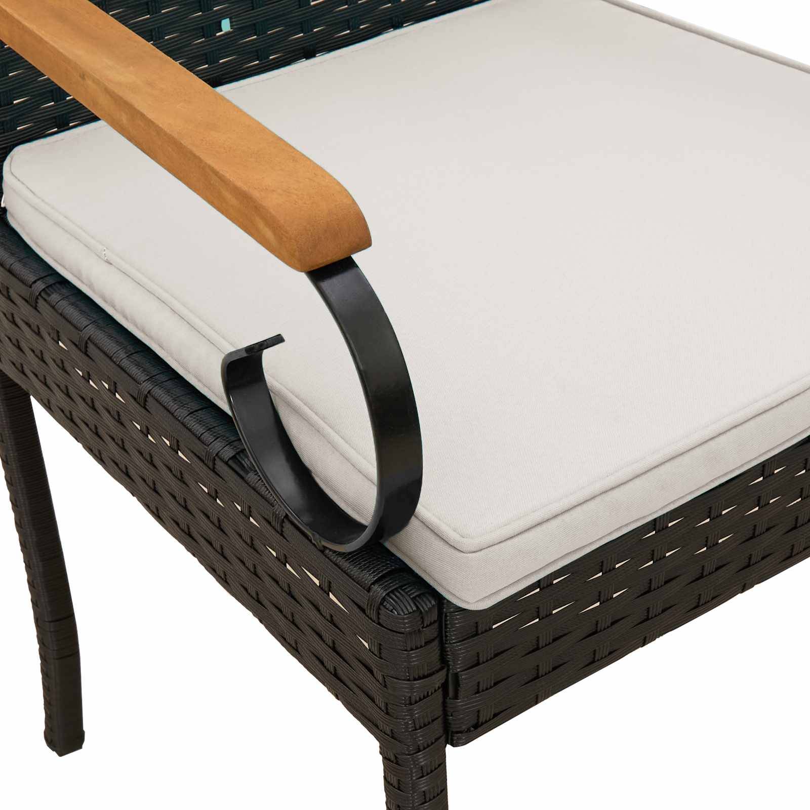 Chaises de jardin résine tressée et acier noir et blanc crème 59.5 x 50 x 88 cm - PANGIVO - Image 9