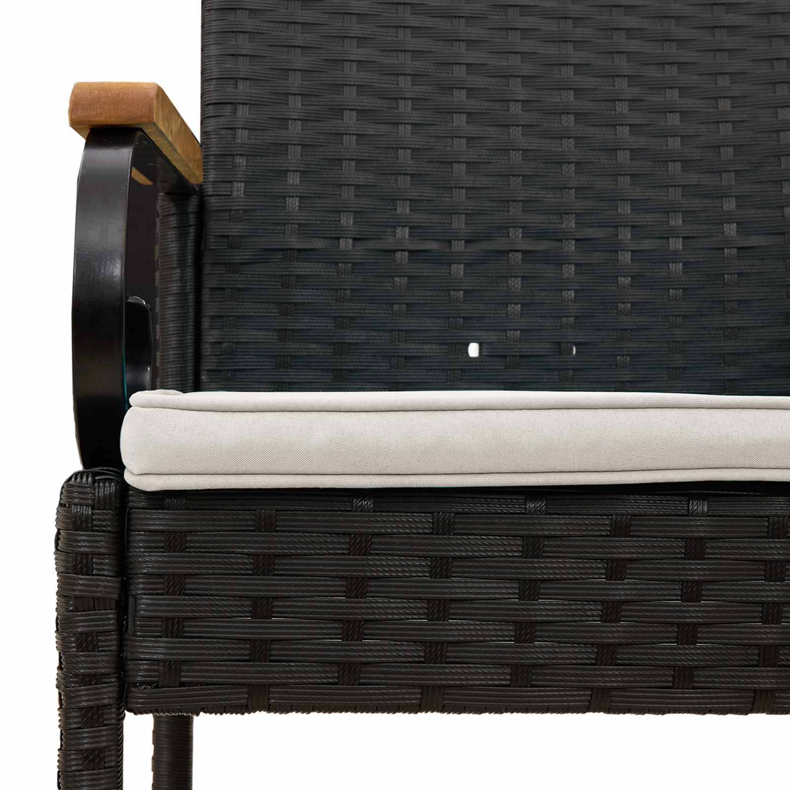 Chaises de jardin résine tressée et acier noir et blanc crème 59.5 x 50 x 88 cm - PANGIVO - Image 8