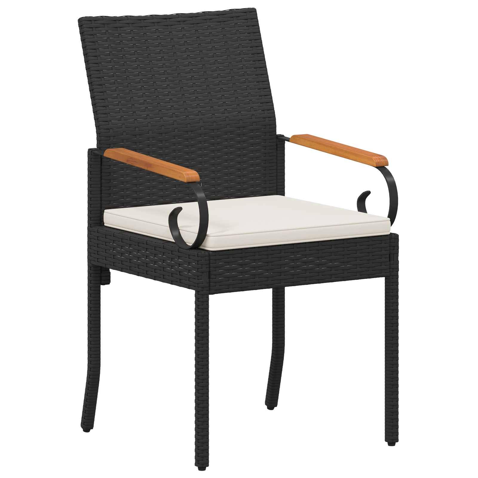 Chaises de jardin résine tressée et acier noir et blanc crème 59.5 x 50 x 88 cm - PANGIVO - Image 4