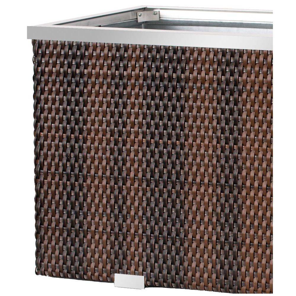 Rattan Art - Jardinière en résine tressée avec réserve d'eau et cadre en aluminium 50 x 50 x 43 cm Marron et noir - Image 3