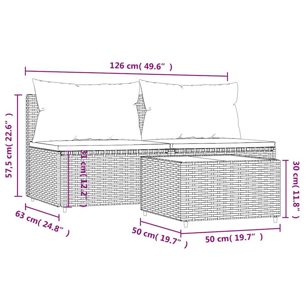 ComfortXL - Petit Salon de Jardin 3 Pièces Résine Tressée Modulable Coussins Verts Inclus pour Balcon Marron – ComfortXL Outdoor Living - Image 9