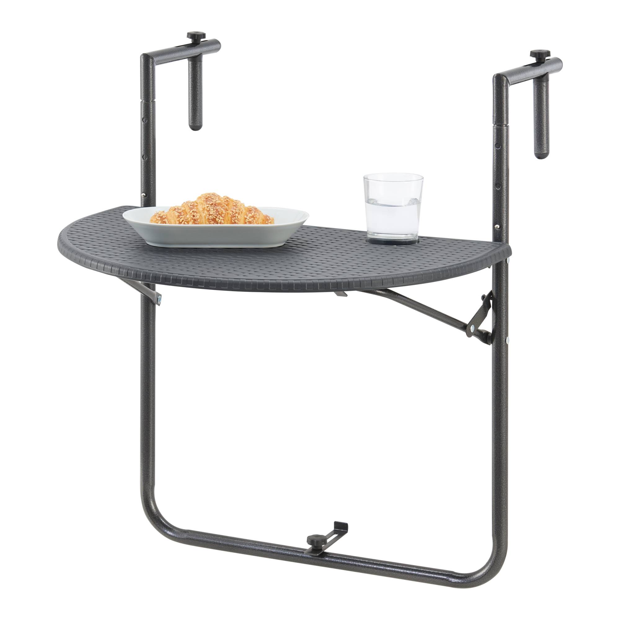 [en.casa] - Table de balcon suspendue Cicala rabattable et réglable en hauteur 83,5 x 60 x 64 cm [en.casa] - Image 1