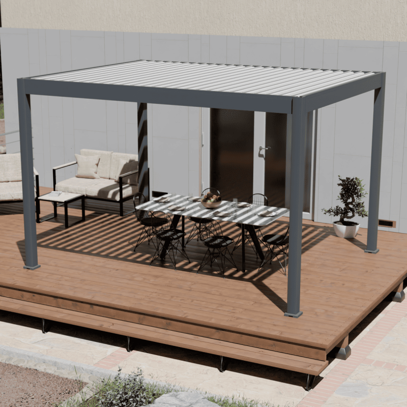 Ombrea - Pergola bioclimatique Ombréa autoportante 3x4M - Anthracite/blanc - ELMO Ombréa - Image 2