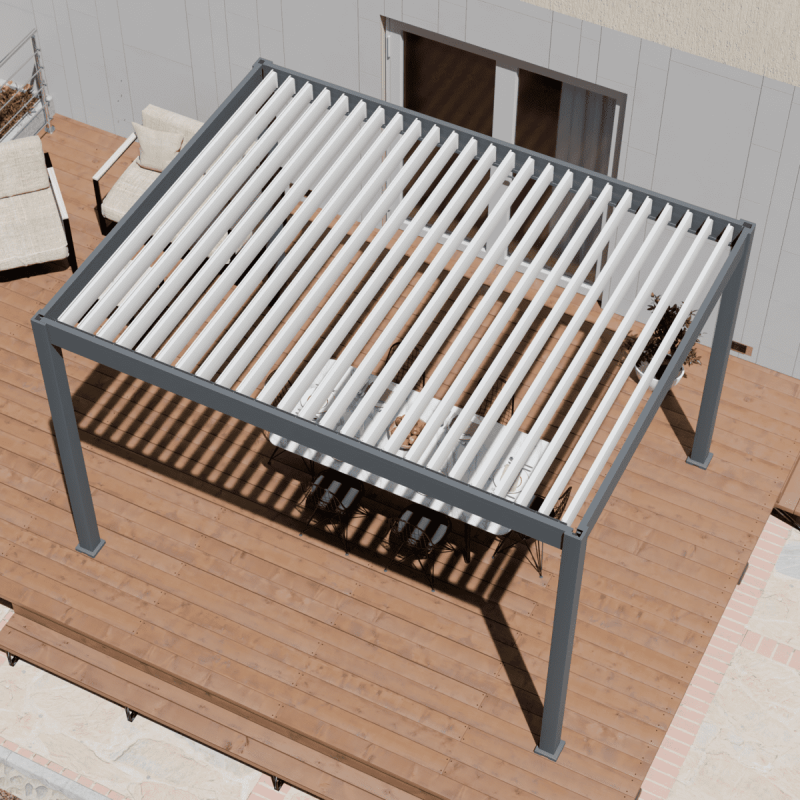 Ombrea - Pergola bioclimatique Ombréa autoportante 3x4M - Anthracite/blanc - ELMO Ombréa - Image 3