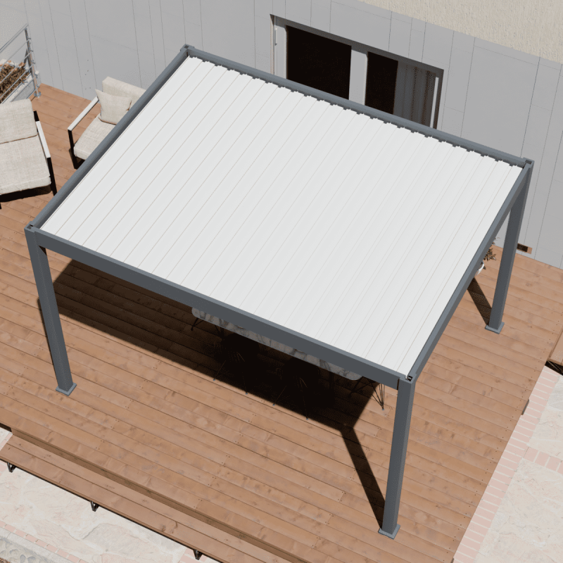 Ombrea - Pergola bioclimatique Ombréa autoportante 3x4M - Anthracite/blanc - ELMO Ombréa - Image 4