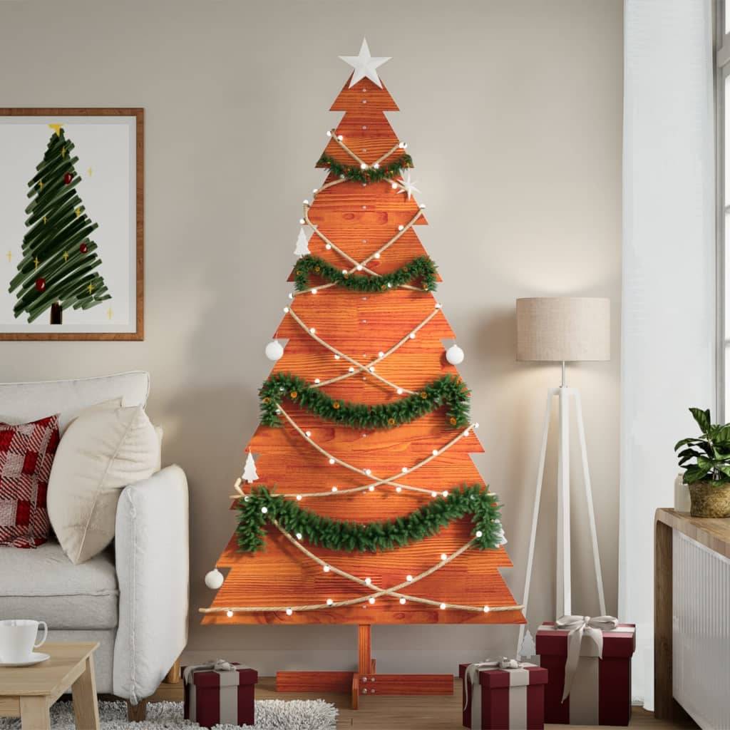 Sapin de Noël en Bois Pin Massif Décoration Intérieure 180 cm Brun – ComfortXL Outdoor Living - Image 1