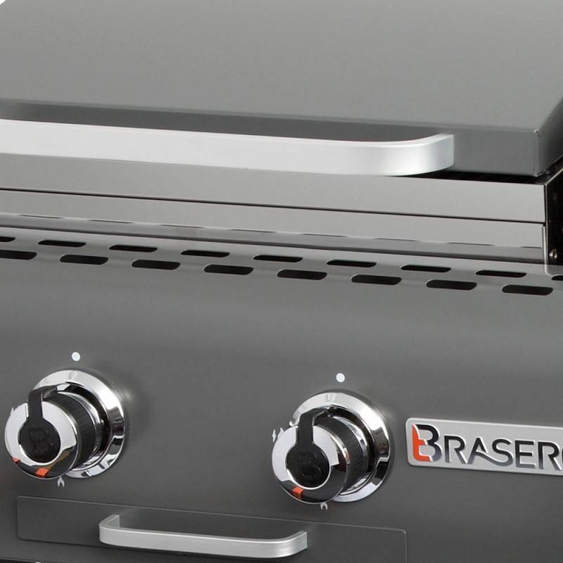 Brasero - Plancha à gaz Margaux Gun Metal sur chariot équipé - BRASERO - 4 Feux à gaz - Plancha et Grill - 15 kW - Image 8