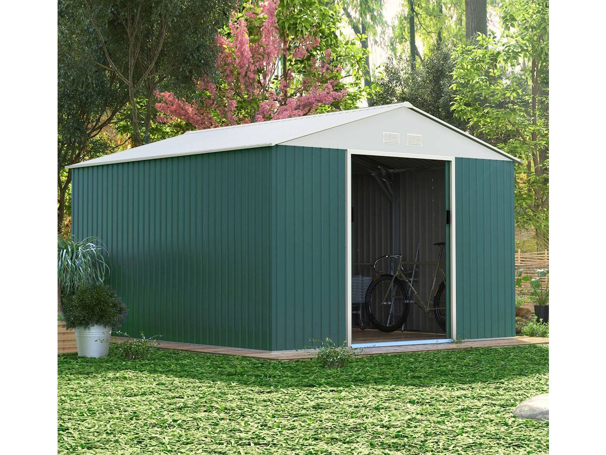 Abri De Jardin Métal "rosas" 10.85 M² Avec Abri Bûche - Vert -habitat Et Jardin - Image 4