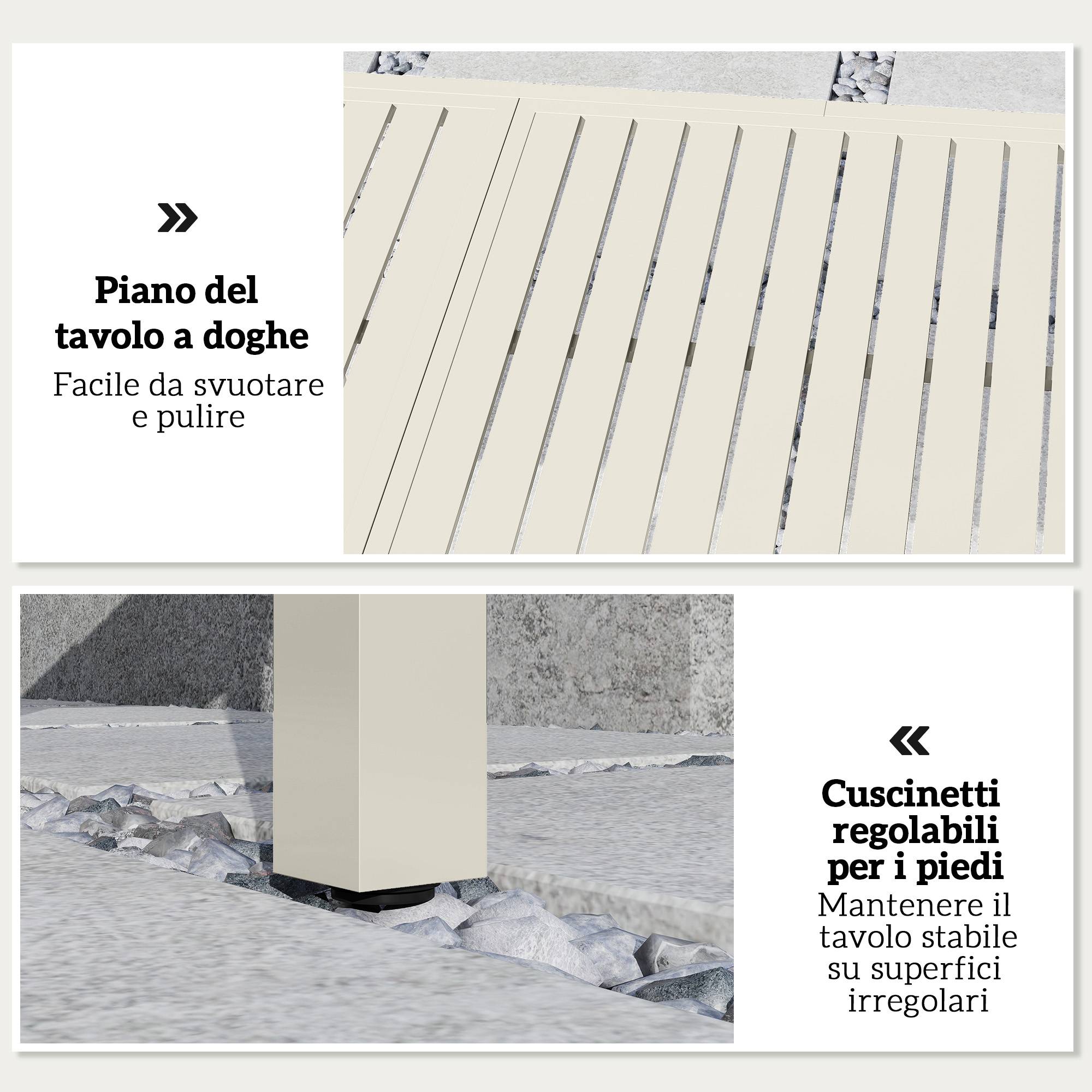Table de jardin extensible aluminium extérieur 8 personnes plateau lattes 225cm blanc - ComfortXL Outdoor Living - Image 8