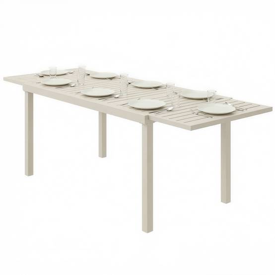 Table de jardin extensible aluminium extérieur 8 personnes plateau lattes 225cm blanc - ComfortXL Outdoor Living - Image 2