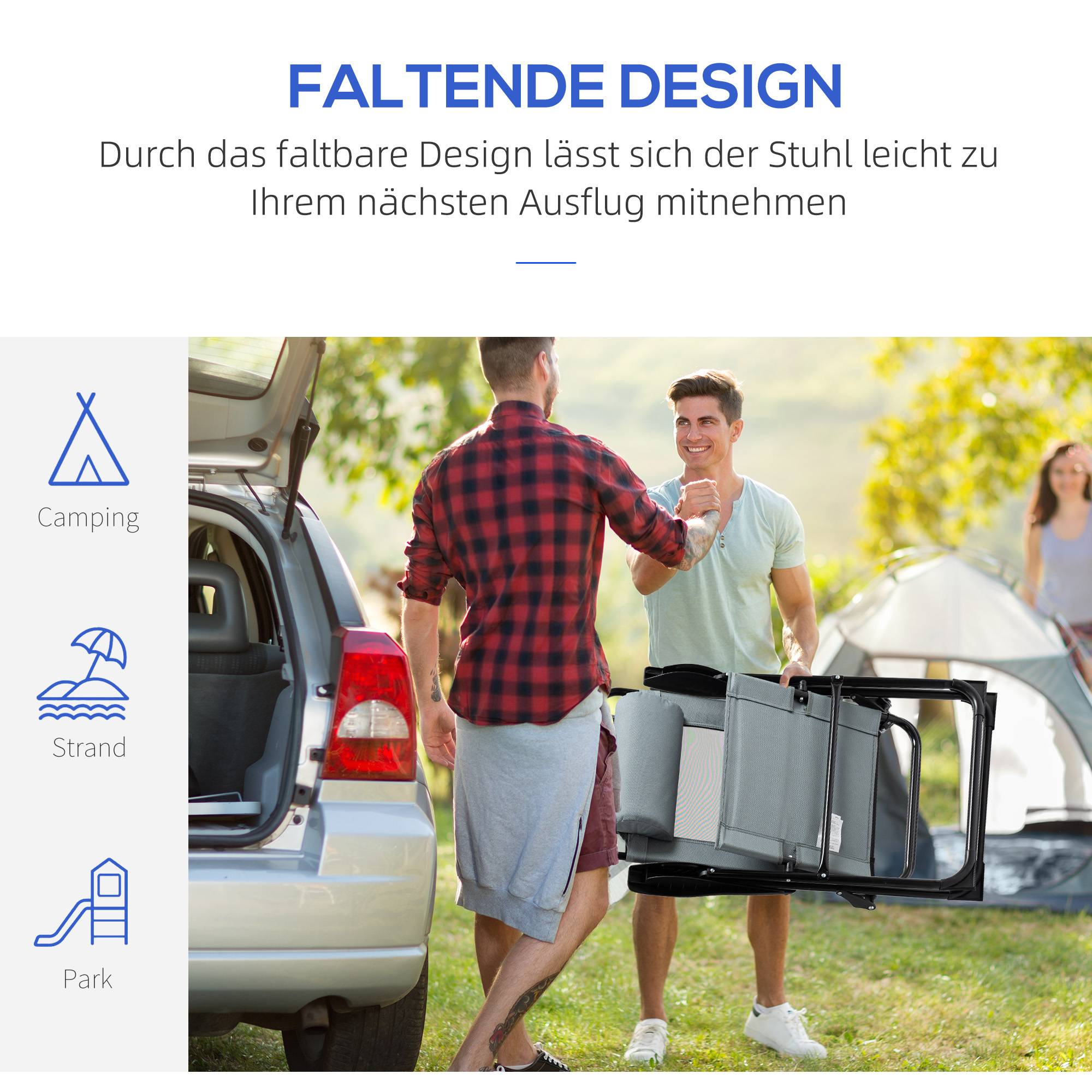 Lot de 2 chaises de jardin pliantes acier terrasse dossier inclinable gris - ComfortXL Outdoor Living - Image 4