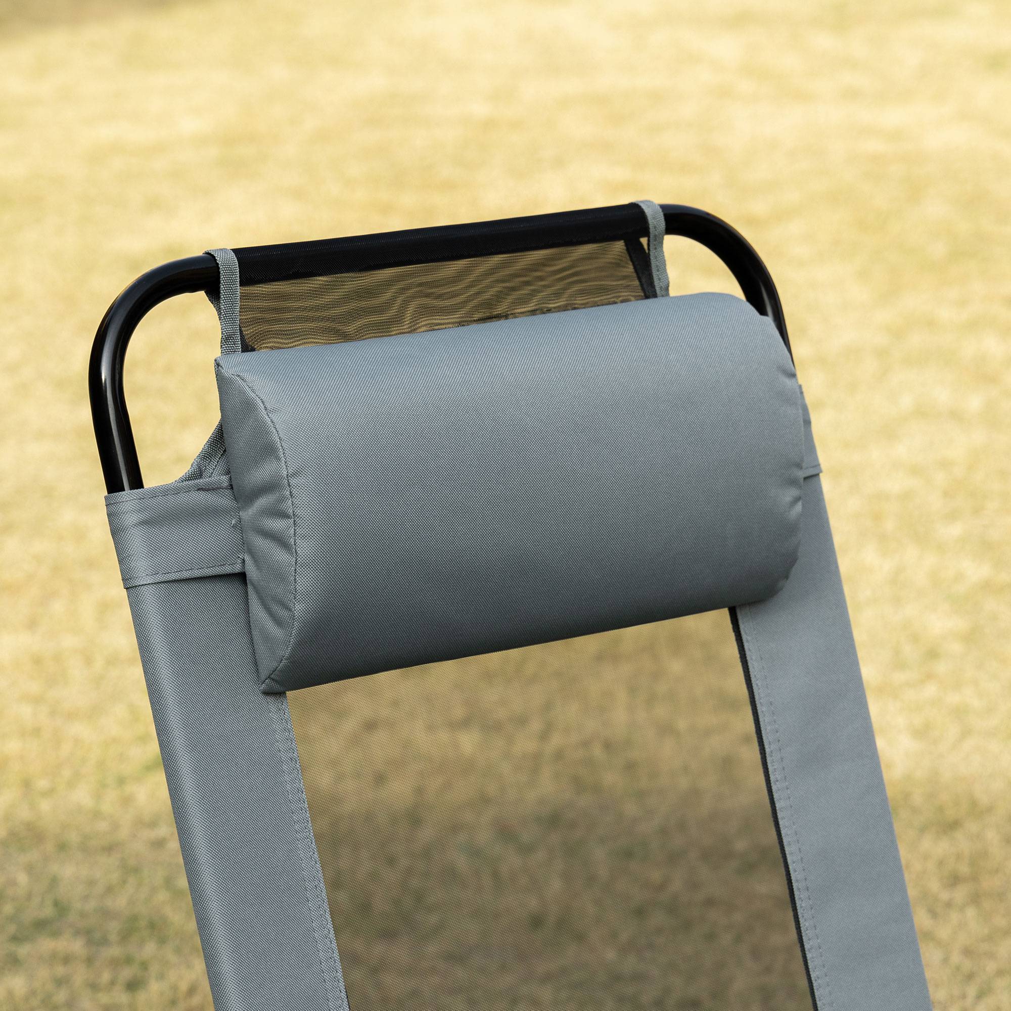 Lot de 2 chaises de jardin pliantes acier terrasse dossier inclinable gris - ComfortXL Outdoor Living - Image 7