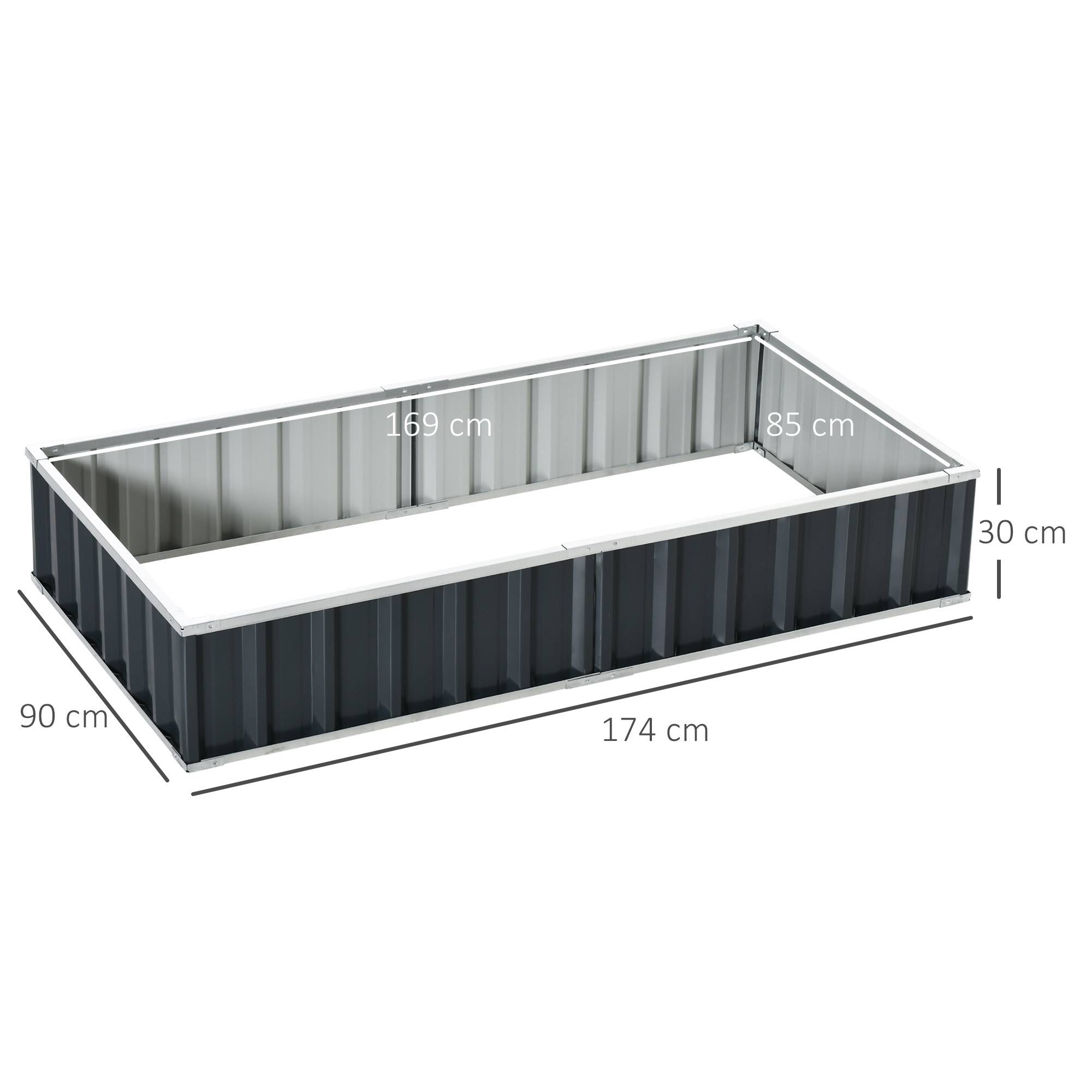 Jardinière Surélevée en Acier 174 x 90 x 30 cm avec Gants, Bac Rectangulaire pour Plantes et Fleurs, Terrasse/Balcon, Gris - Image 5