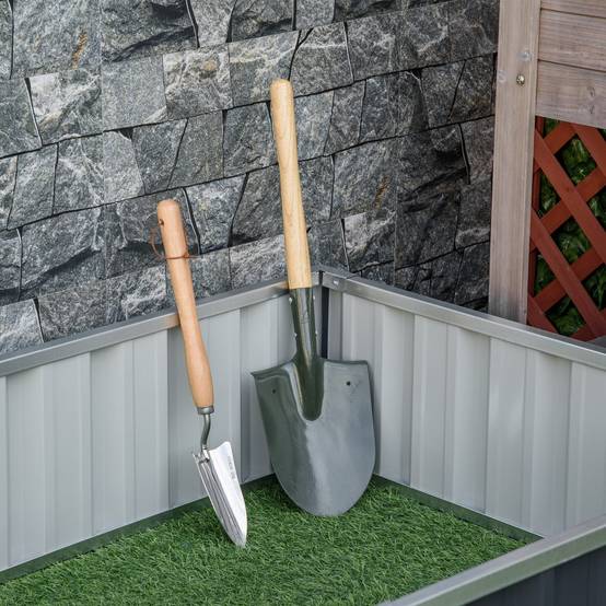 Jardinière Surélevée en Acier 174 x 90 x 30 cm avec Gants, Bac Rectangulaire pour Plantes et Fleurs, Terrasse/Balcon, Gris - Image 10