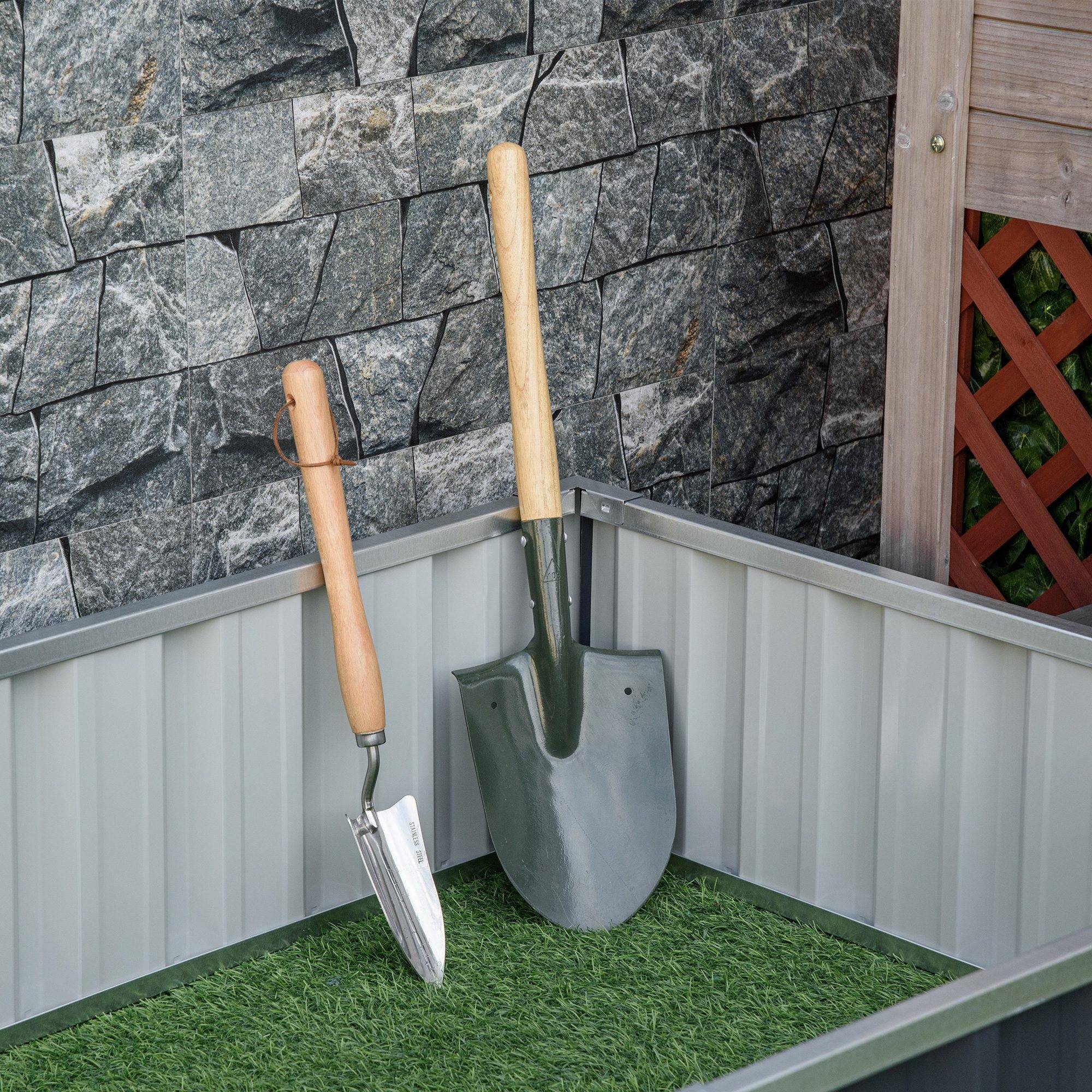 Jardinière Surélevée en Acier 174 x 90 x 30 cm avec Gants, Bac Rectangulaire pour Plantes et Fleurs, Terrasse/Balcon, Gris - Image 10