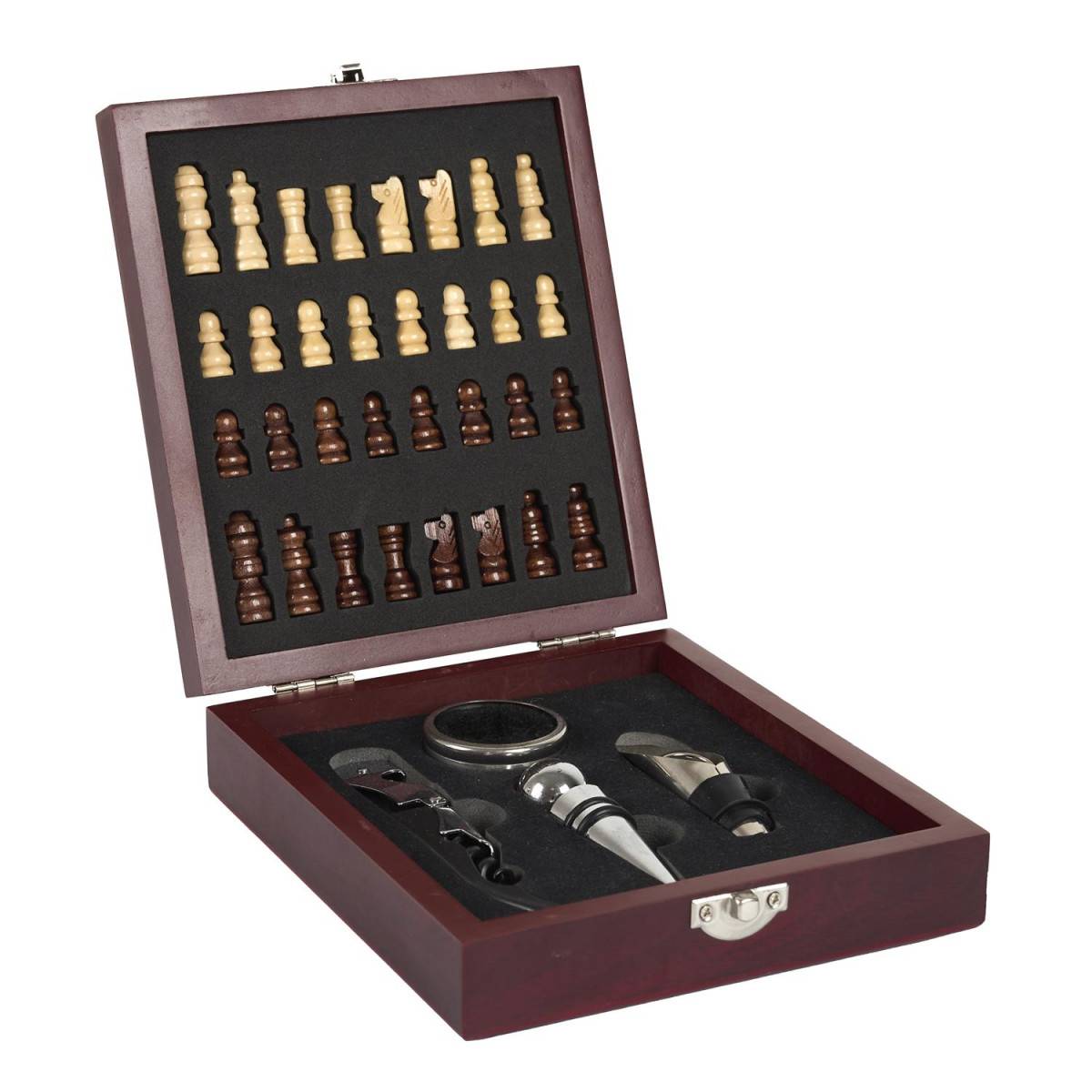 Cook Concept - Coffret de Vin 4 Pièces "Jeu d'échecs" 16cm Marron - Image 1