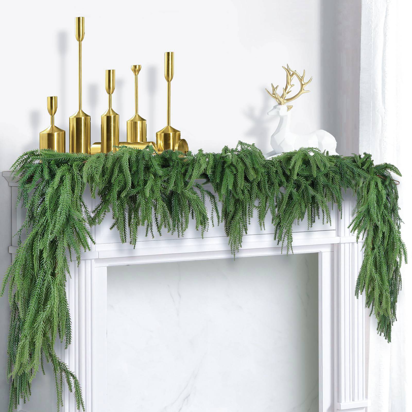 Guirlande de pin artificiel Norfolk 270 cm, décoration de Noël, guirlande de verdure artificielle de Noël, guirlande de pin réaliste, couronne de Noël - Image 1