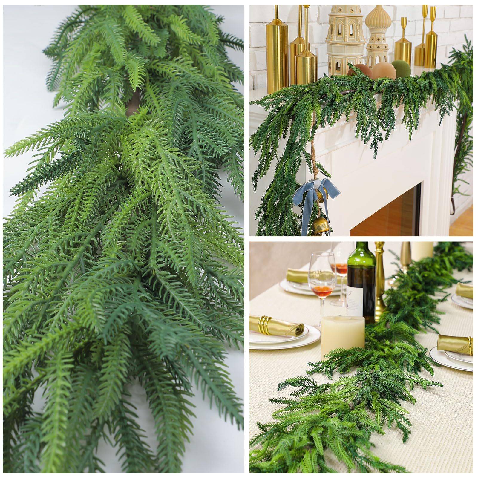 Guirlande de pin artificiel Norfolk 270 cm, décoration de Noël, guirlande de verdure artificielle de Noël, guirlande de pin réaliste, couronne de Noël - Image 6