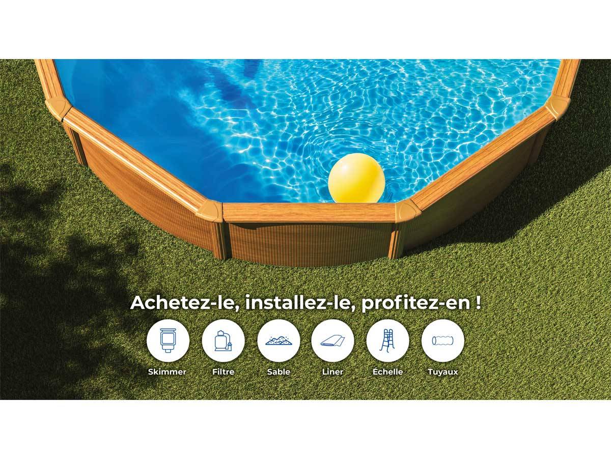 Gré - Piscine acier aspect bois Sicilia ronde 4,80 x 1,22 m - Gré - Image 5