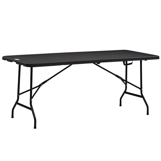 Table d'extérieur, table de jardin, pour 6 personnes, pliable, aspect bois, gris foncé, 180 x 75,5 x 73 cm - Image 1