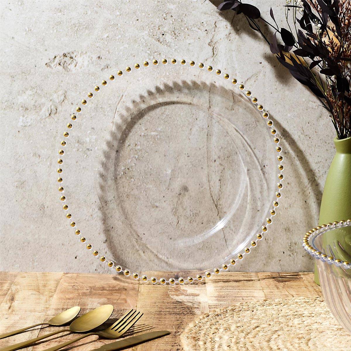 The Home Deco Factory - Plat de Présentation "Sabah" 31cm Transparent - Image 3