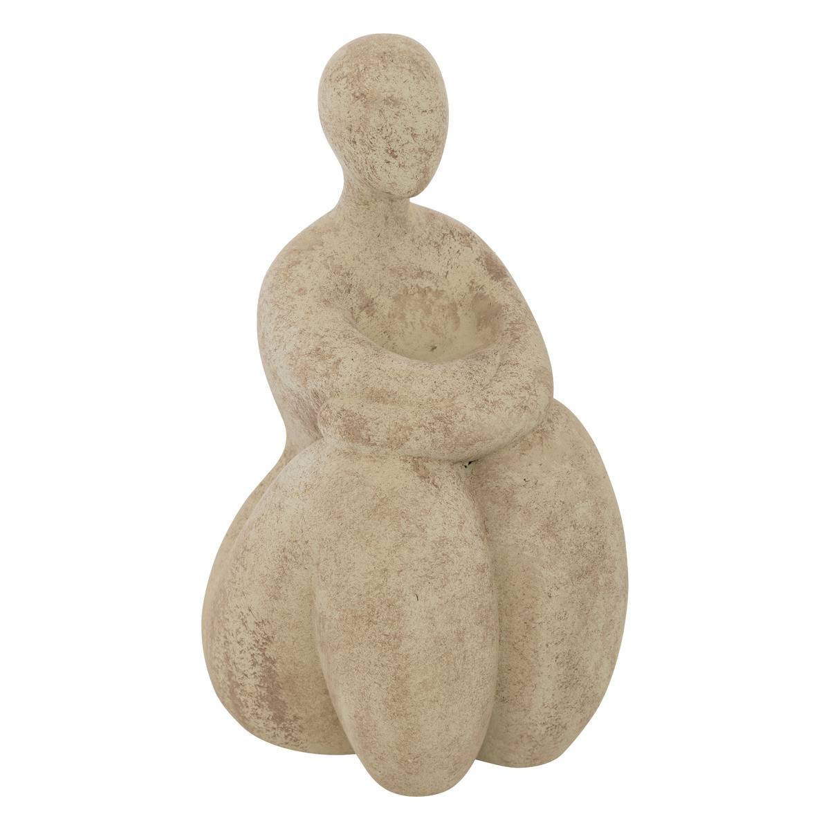 Atmosphera - Objet déco Statue Femme en résine beige aspect pierre H 23 cm