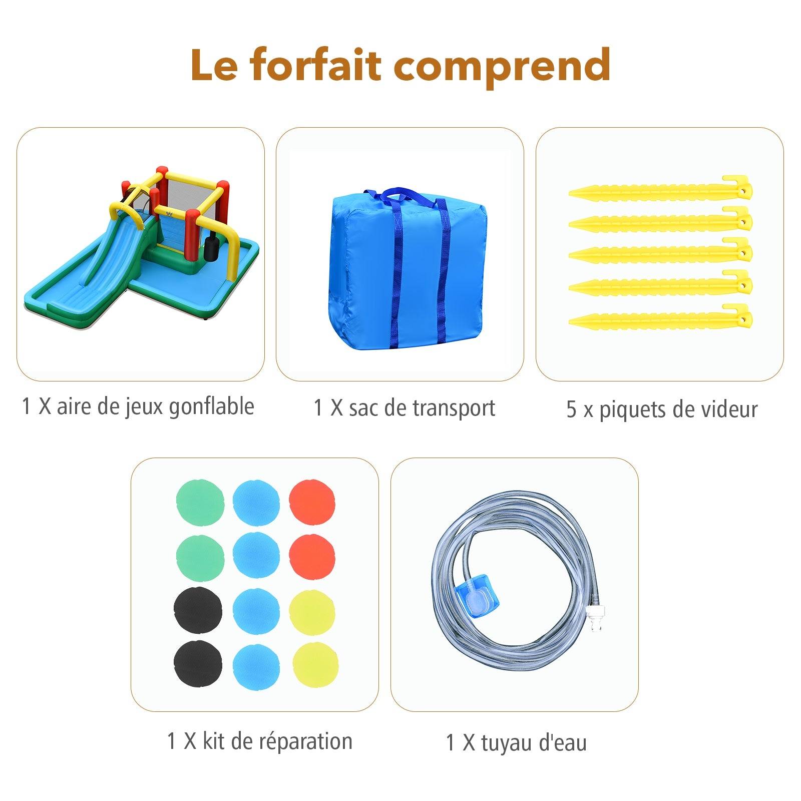 Helloshop26 - Toboggan gonflable avec mur d’escalade pataugeoire tunnel 470x370x190cm pour enfant de 3-10 ans gonfleur non inclus - Image 2