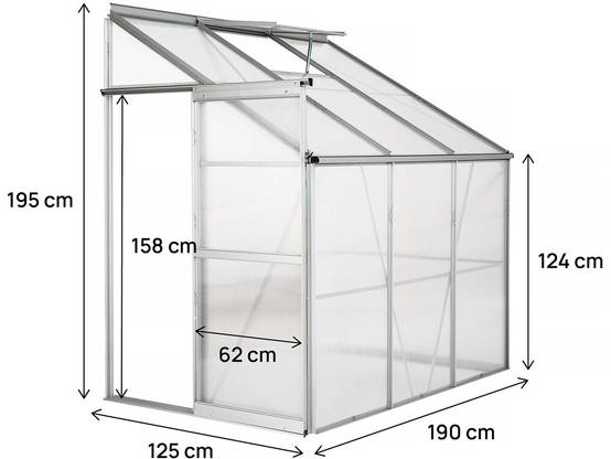 Habitat Et Jardin - Serre Jardin Adossée En Polycarbonate "aneth" 190 X 125 X 195 Cm - 2,37 M² -habitat Et Jardin - Image 4