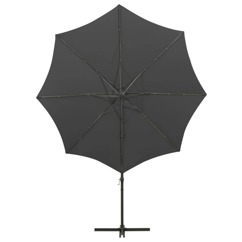 Helloshop26 - Parasol meuble de jardin déporté avec mât et lumières led anthracite 300 cm - Image 6