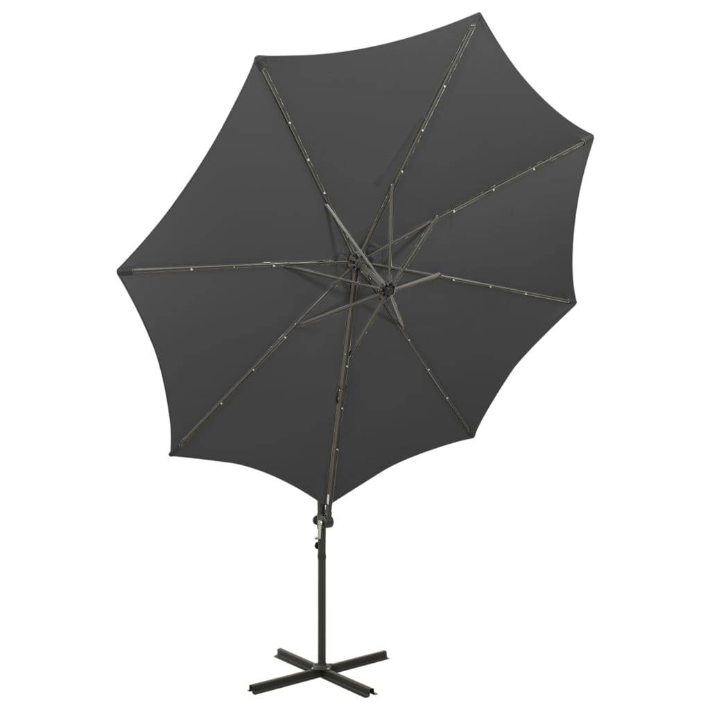 Helloshop26 - Parasol meuble de jardin déporté avec mât et lumières led anthracite 300 cm - Image 4