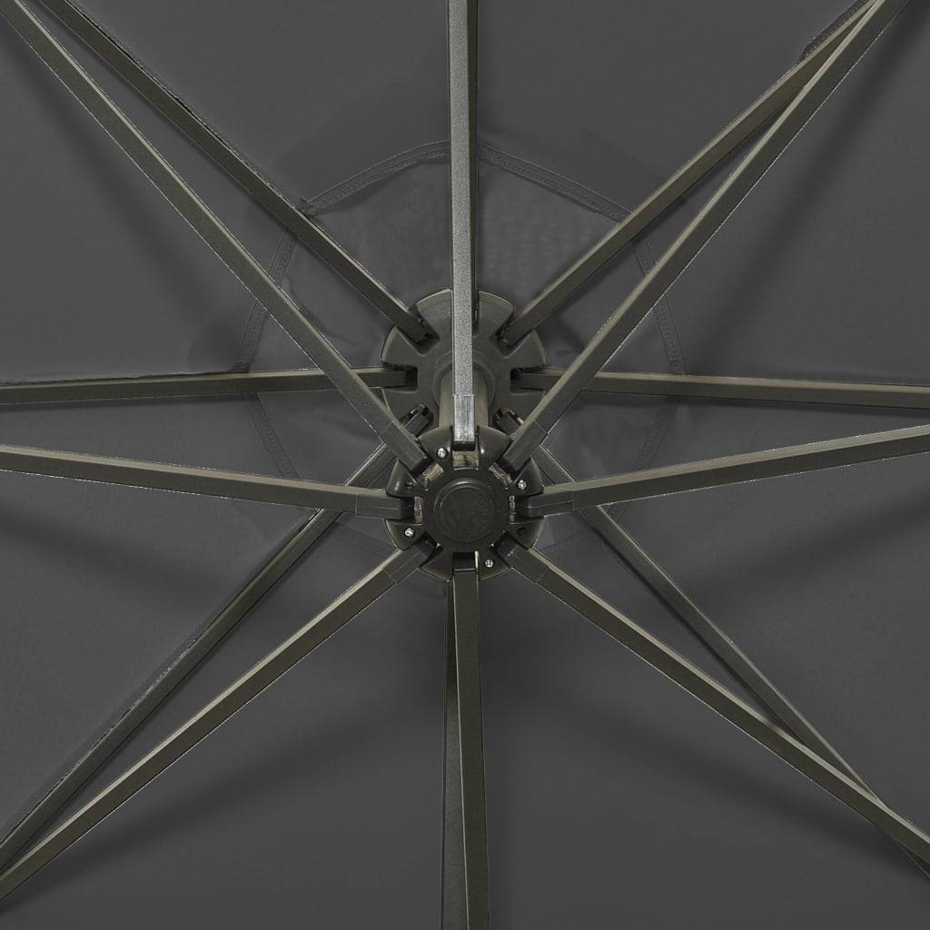 Helloshop26 - Parasol meuble de jardin déporté avec mât et lumières led anthracite 300 cm - Image 7