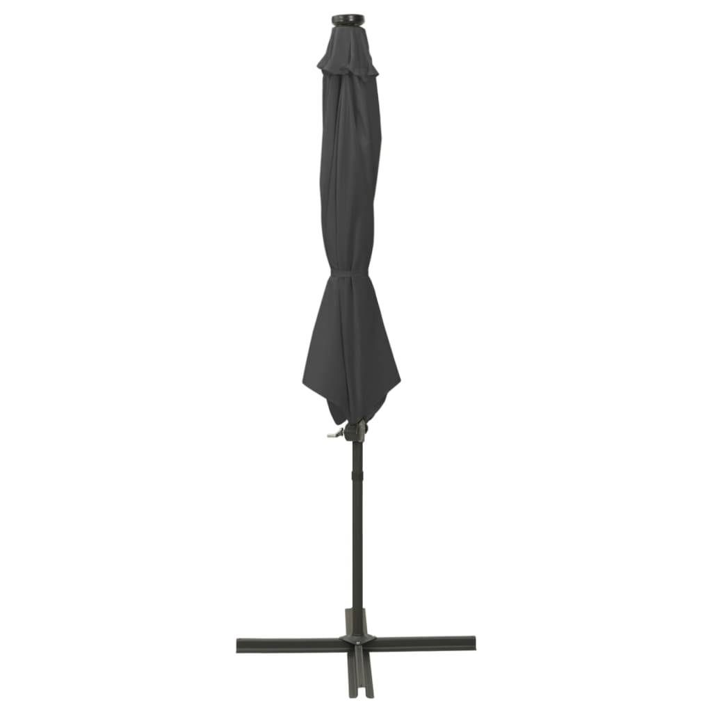 Helloshop26 - Parasol meuble de jardin déporté avec mât et lumières led anthracite 300 cm - Image 2