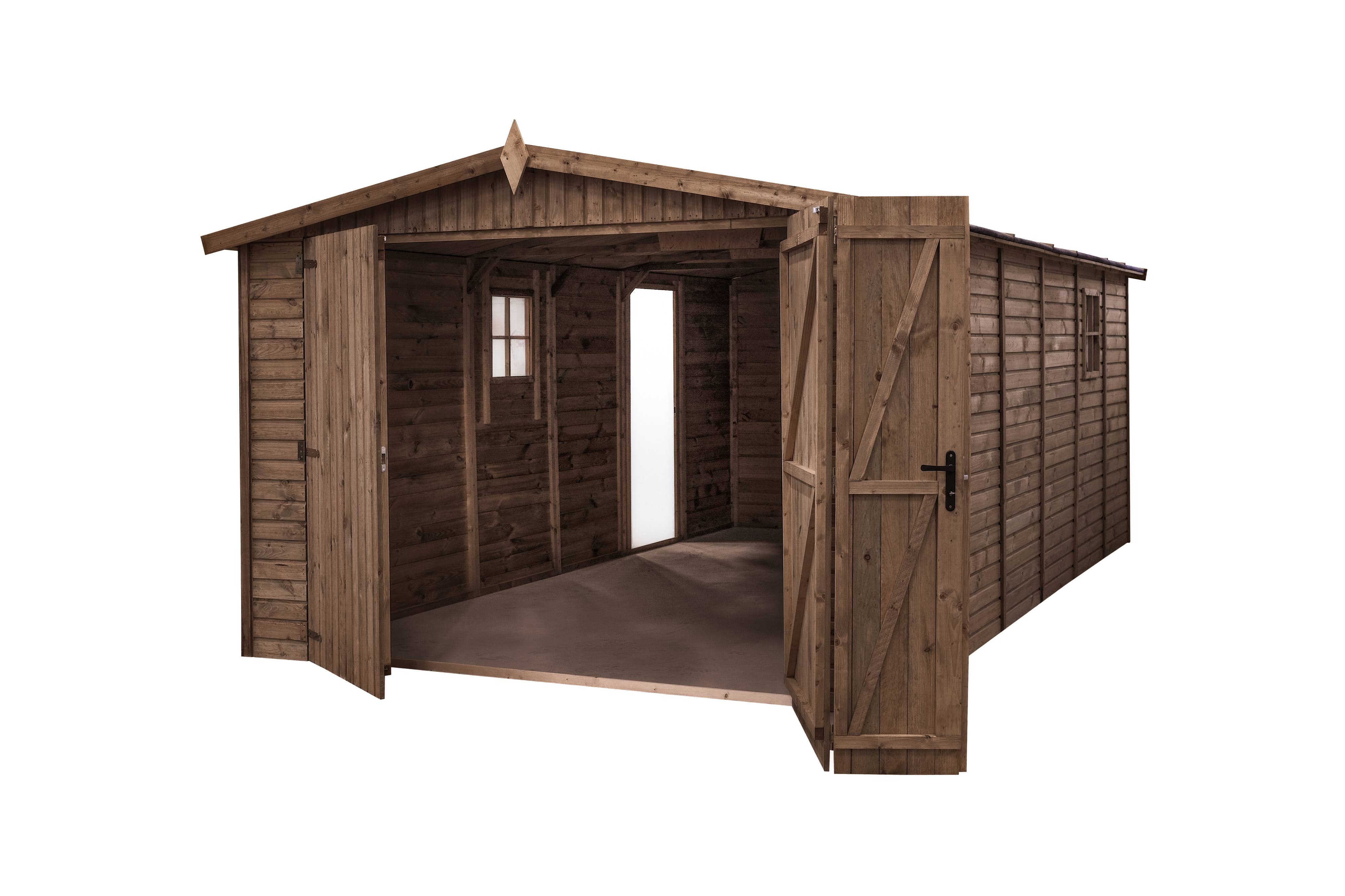 Gartflex - Garage en bois traité, surface utile 17.02 m², 588x303cm, ep 19mm,  INT033 / GARTFLEX - Image 2