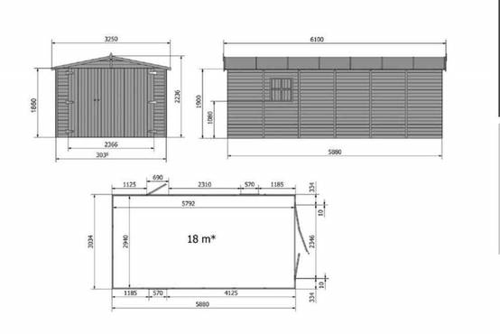 Gartflex - Garage en bois traité, surface utile 17.02 m², 588x303cm, ep 19mm, INT033 / GARTFLEX - Image 4