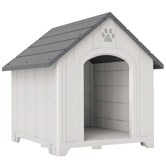 ComfortXL - Niche pour chien extérieure en polypropylène gris clair 88 x 79 x 89 cm avec plancher surélevé et ventilation - Image 10