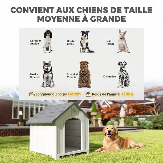 ComfortXL - Niche pour chien extérieure en polypropylène gris clair 88 x 79 x 89 cm avec plancher surélevé et ventilation - Image 5