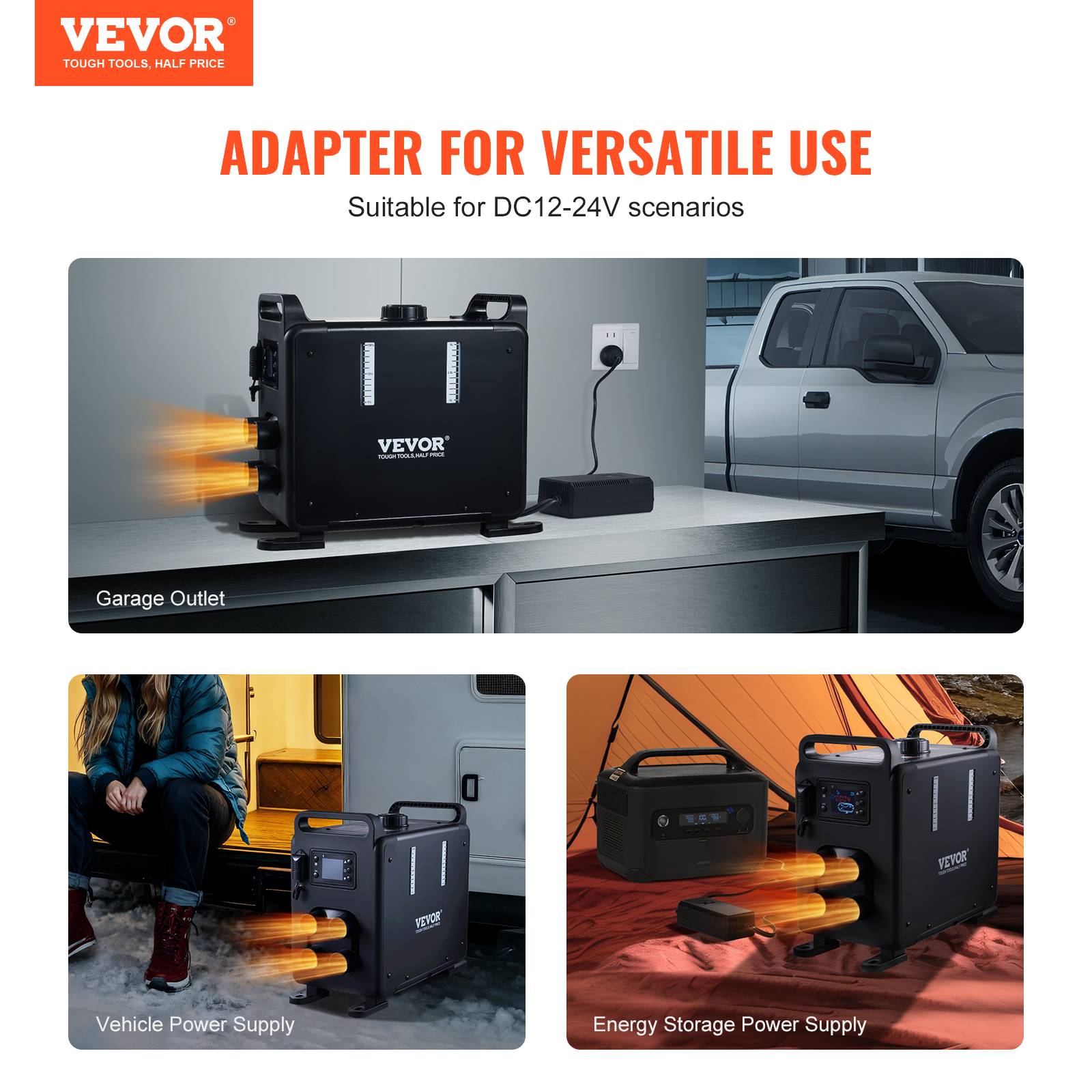 Vevor - VEVOR Chauffage diesel 8kW 12/24V, Bluetooth, télécom., écran, alarme CO, vertical - Image 2