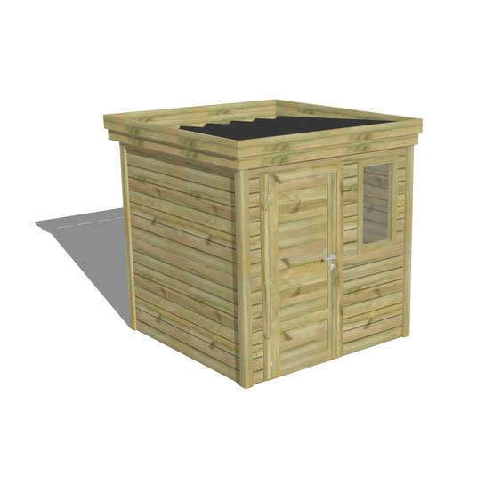 ABRI DE JARDIN bois autoclave 27mm - 2,14x2,14m / 5m2 - Bac acier - Abri Français - Image 1