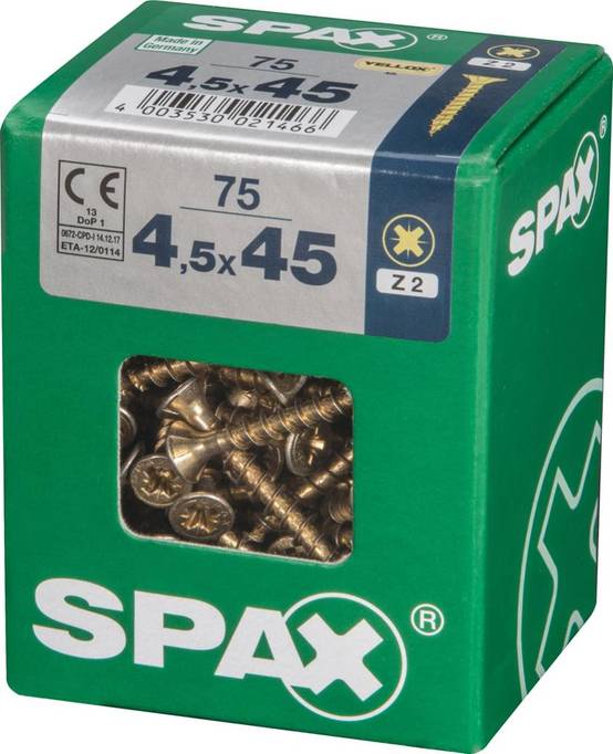 Spax - Lot de 75 vis acier tête fraisée pozidriv SPAX, Diam.4.5 mm x L.45 mm - Image 5