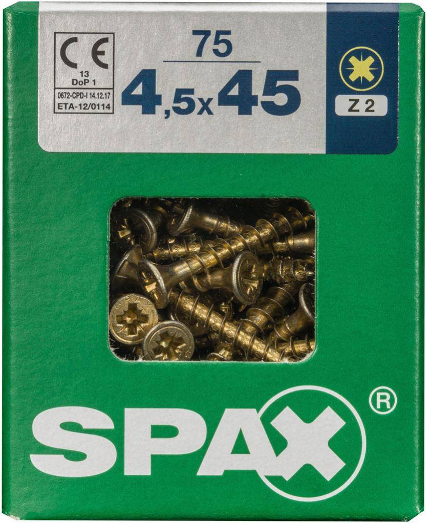 Spax - Lot de 75 vis acier tête fraisée pozidriv SPAX, Diam.4.5 mm x L.45 mm - Image 4