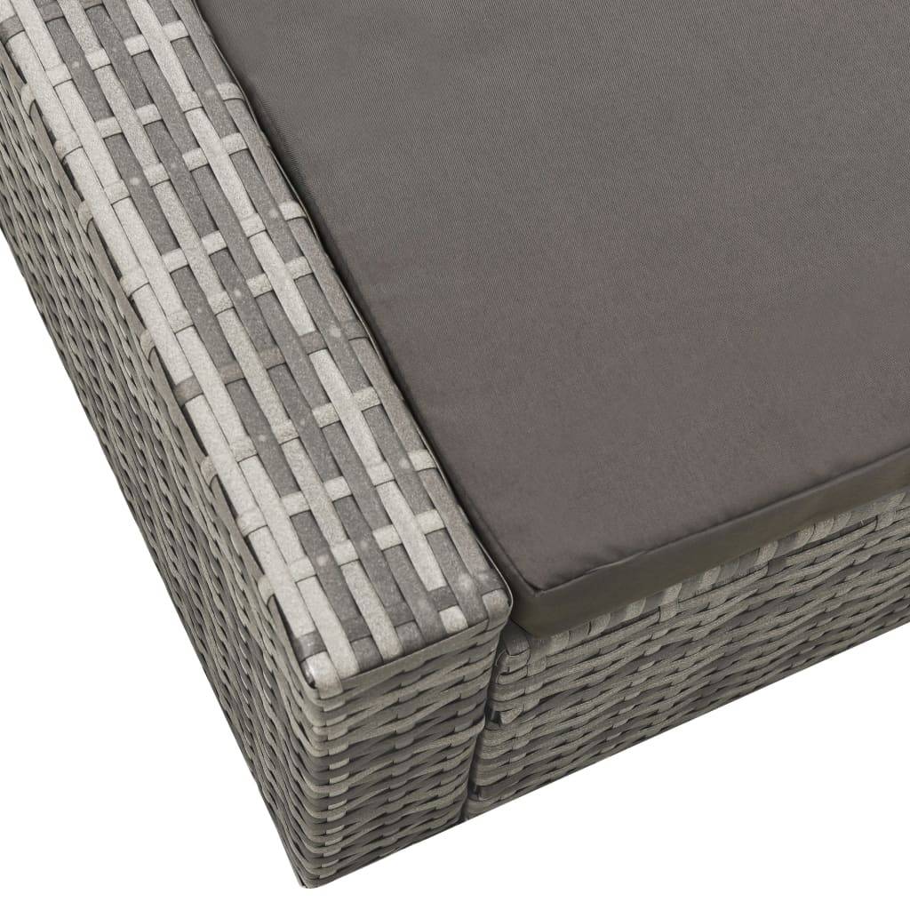 Bain de Soleil Double Large en Résine Tressée avec Dossiers Inclinables et Coussins Moelleux Gris – ComfortXL Outdoor Living - Image 5