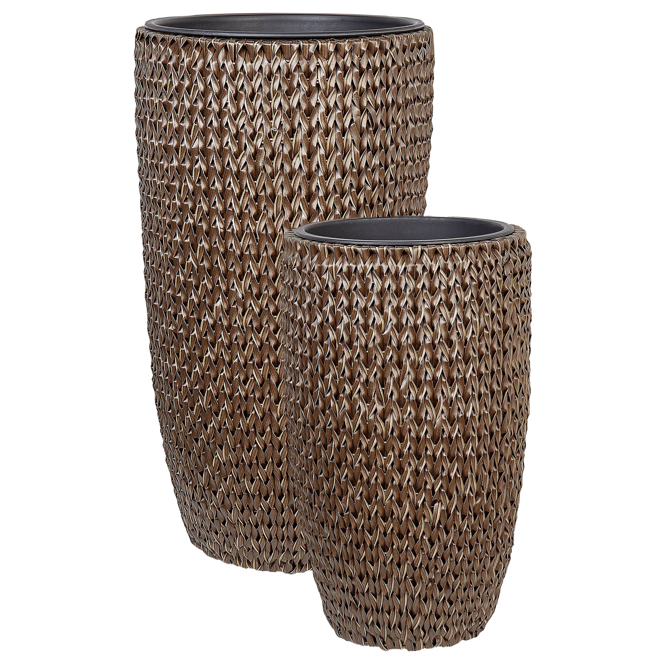 Beliani - Cache-pot d'extérieur Polyrotin Marron CEDRUS - 45x45x85- Beliani - Image 2